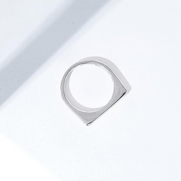 14K Gold Plated Sterling Silver Bar Ring - Rhodium - Picture 1 of 5